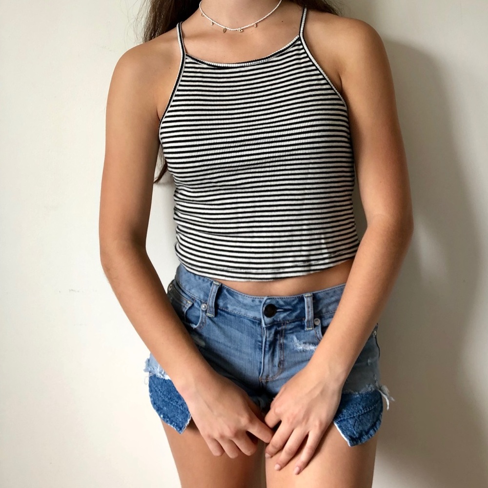 stripped halter top